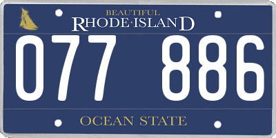RI license plate 077886
