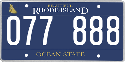 RI license plate 077888