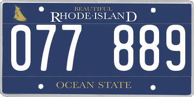 RI license plate 077889