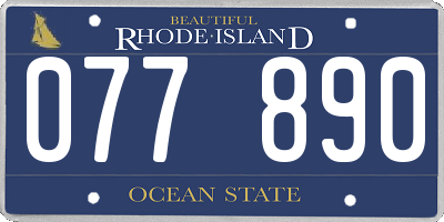 RI license plate 077890