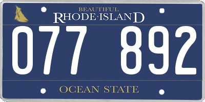 RI license plate 077892