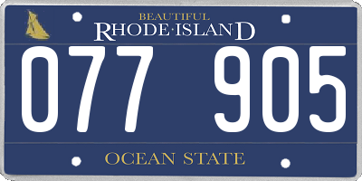 RI license plate 077905