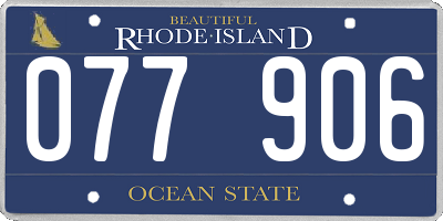 RI license plate 077906