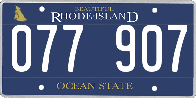 RI license plate 077907