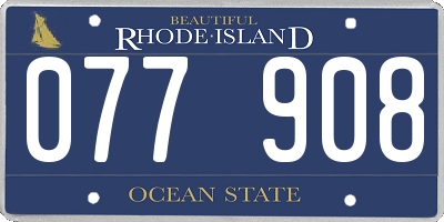 RI license plate 077908
