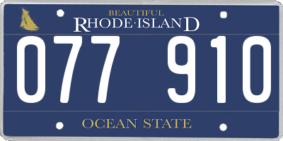 RI license plate 077910