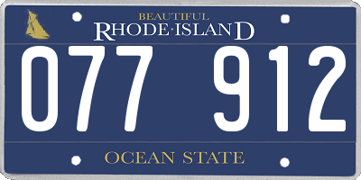 RI license plate 077912