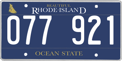 RI license plate 077921