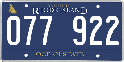 RI license plate 077922