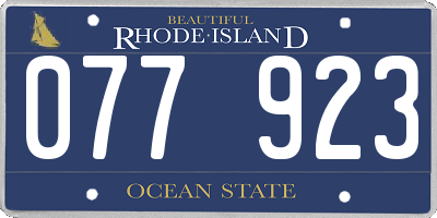 RI license plate 077923