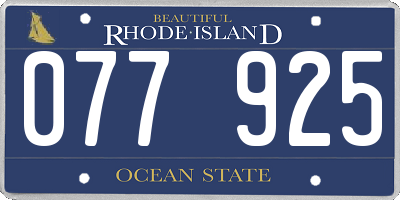 RI license plate 077925