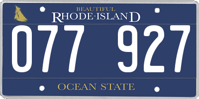 RI license plate 077927