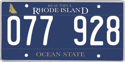 RI license plate 077928