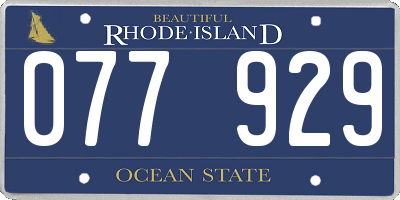 RI license plate 077929