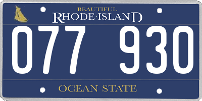 RI license plate 077930