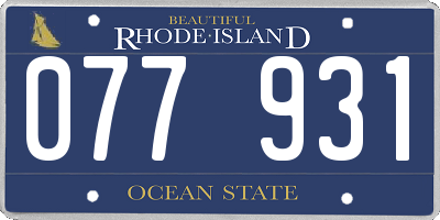 RI license plate 077931