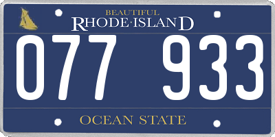 RI license plate 077933