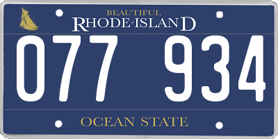 RI license plate 077934