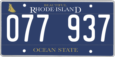 RI license plate 077937