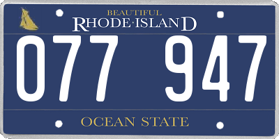 RI license plate 077947