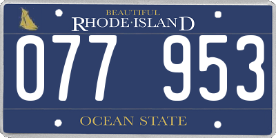 RI license plate 077953