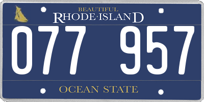 RI license plate 077957
