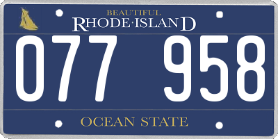 RI license plate 077958