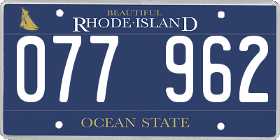 RI license plate 077962