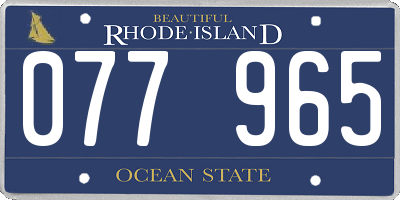 RI license plate 077965