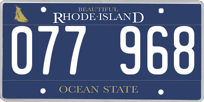 RI license plate 077968