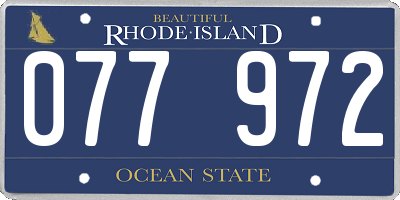 RI license plate 077972