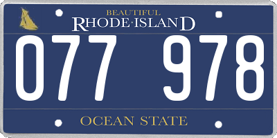 RI license plate 077978