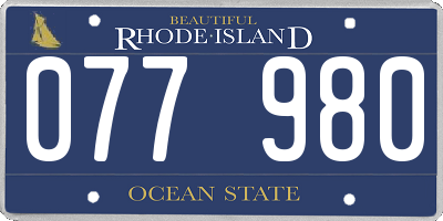 RI license plate 077980