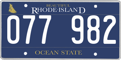 RI license plate 077982