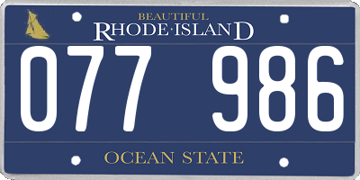 RI license plate 077986