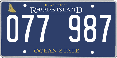 RI license plate 077987