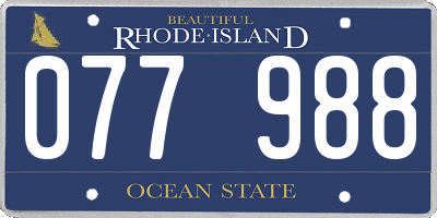 RI license plate 077988