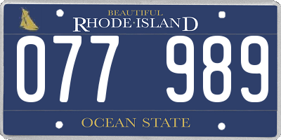 RI license plate 077989