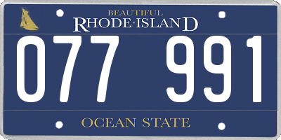 RI license plate 077991