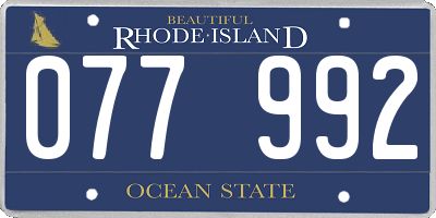 RI license plate 077992
