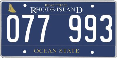 RI license plate 077993