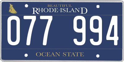 RI license plate 077994