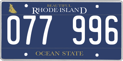 RI license plate 077996