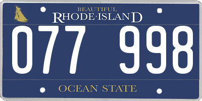 RI license plate 077998