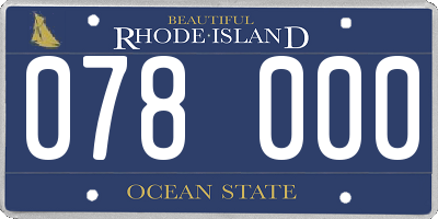 RI license plate 078000