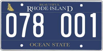 RI license plate 078001