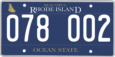 RI license plate 078002