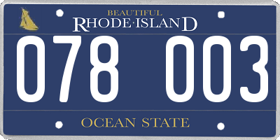 RI license plate 078003