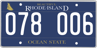 RI license plate 078006