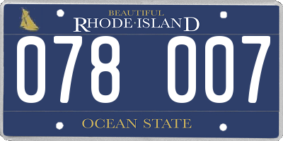 RI license plate 078007